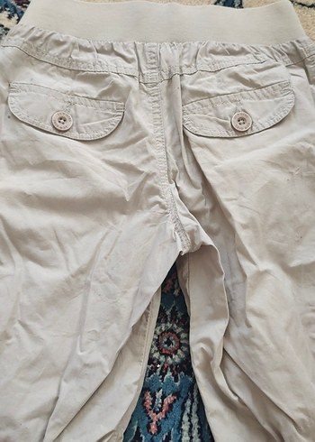 Kadın Bej Keten Kemerli Rahat Pantolon - Görsel 4