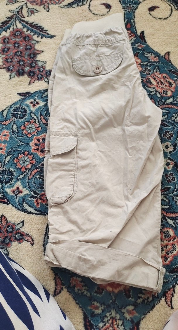 Kadın Bej Keten Kemerli Rahat Pantolon - Görsel 5