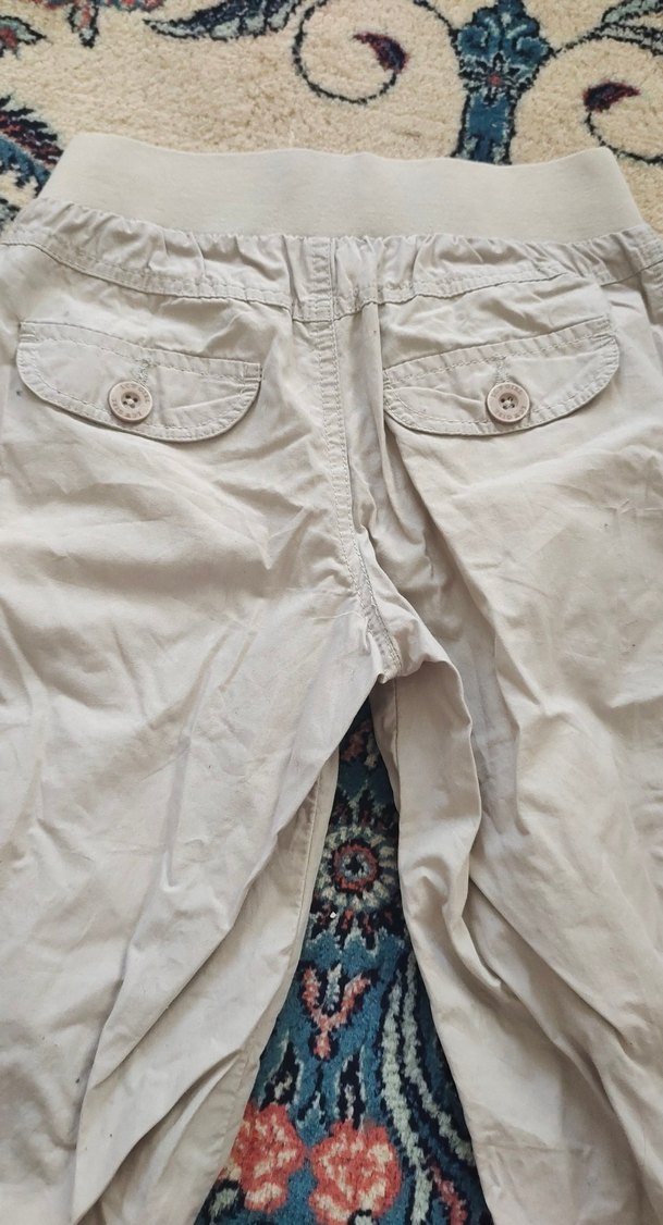 Kadın Bej Keten Kemerli Rahat Pantolon - Görsel 4