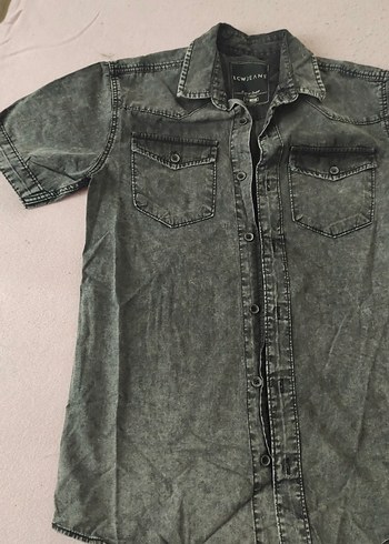 LC Waikiki Gri Kısa Kollu Denim Erkek Gömlek