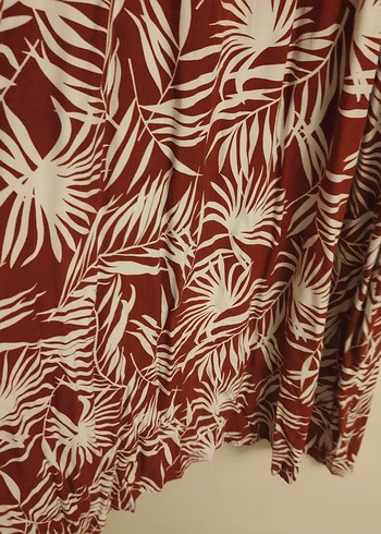 Kırmızı Baskılı Uzun pamuklu viskon kumaş yazlık elbise - Görsel 3