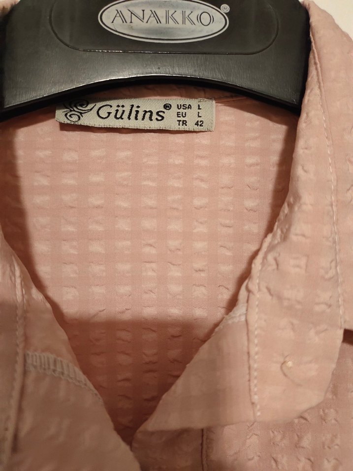 Pembe Keten Fırfırlı Uzun Kollu Gömlek - Görsel 4