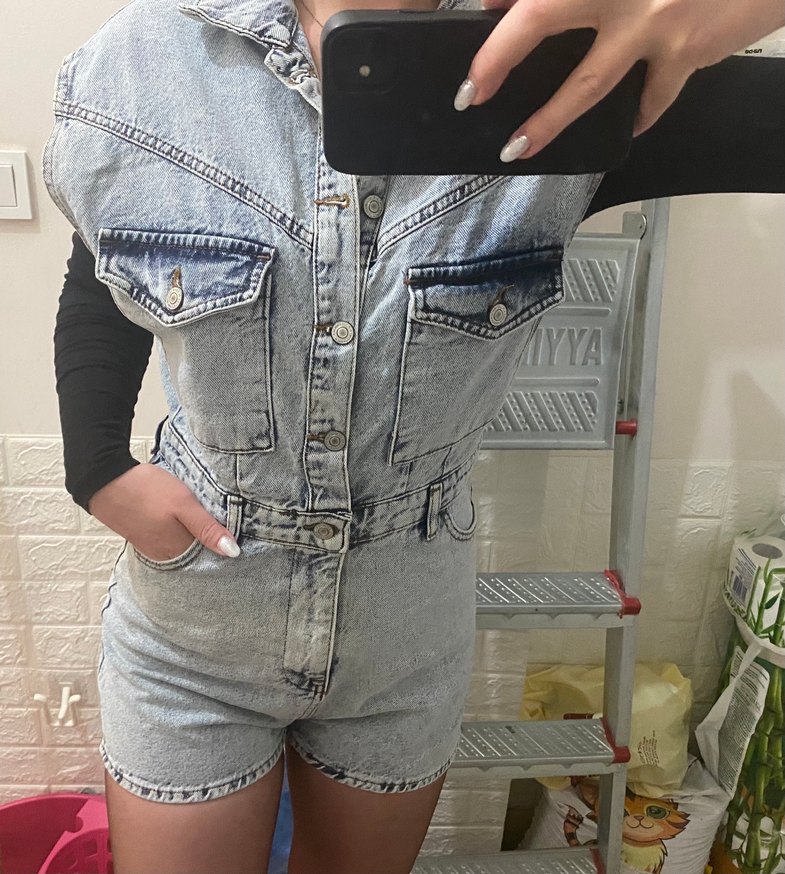 Jean Mini Tulum, Düğmeli - Görsel 4