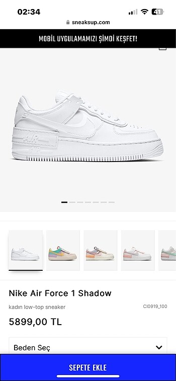 39 Beden beyaz Renk Nike Air Force 1 Shadow