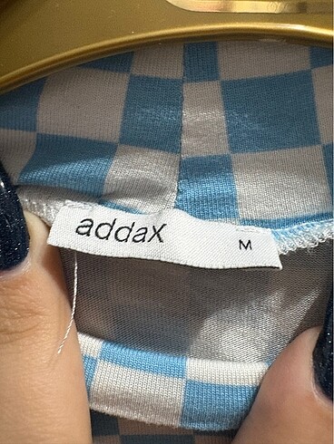 Addax Dama desenli mavi bluz