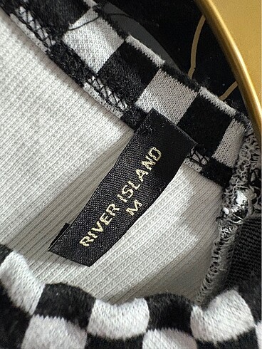River Island Beyaz dama desenli crop