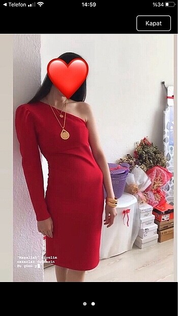 Trendyol & Milla Tek kol kırmızı elbise
