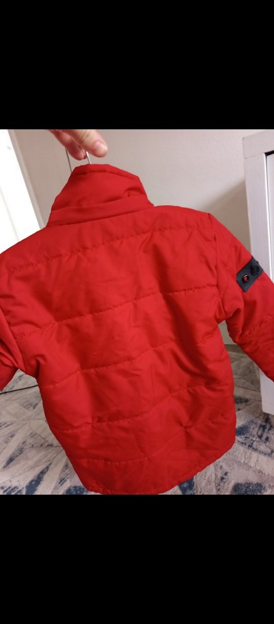 Koyu Kırmızı Düğmeli Erkek Çocuk Mont - Görsel 3