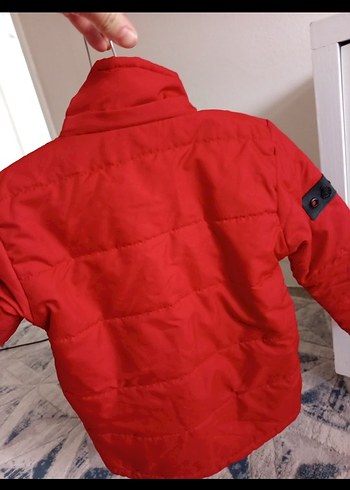 Düğmeli Koyu Kırmızı Erkek Çocuk Mont - Görsel 3