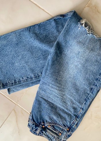 Kadın Mavi Bol Kesim icon  Kot Pantolon - Görsel 3