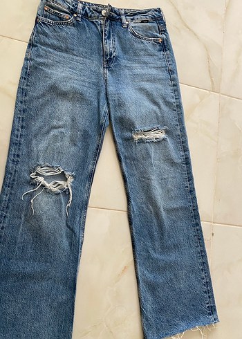 Kadın Mavi Bol Kesim icon  Kot Pantolon - Görsel 2