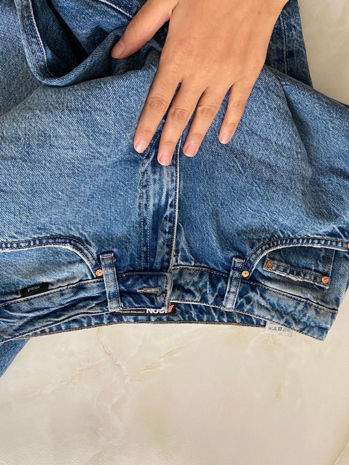 Kadın Mavi Bol Kesim icon  Kot Pantolon - Görsel 4