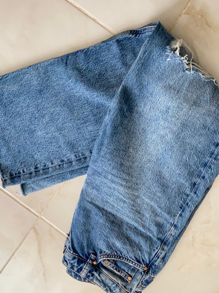 Kadın Mavi Bol Kesim icon  Kot Pantolon - Görsel 3