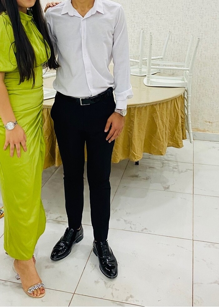 Yağ yeşili saten elbise - Görsel 2