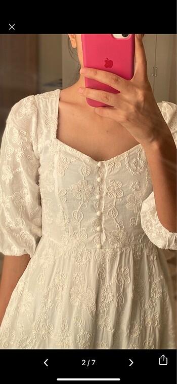 Kırık Beyaz fisto elbise - Görsel 6