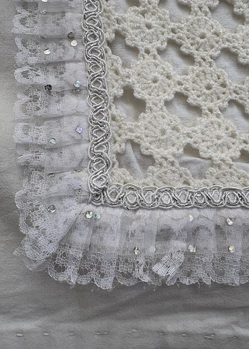 Pembe Beyaz motifli Örme Battaniye - Görsel 6