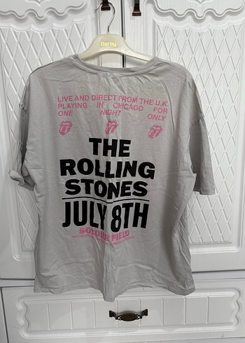 Gri Loose Fit Kısa Kollu The Rolling Stones Tişört - Görsel 2