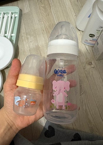 Bebek Biberonu, Pastel Beyaz, Fil Desenli - Görsel 3