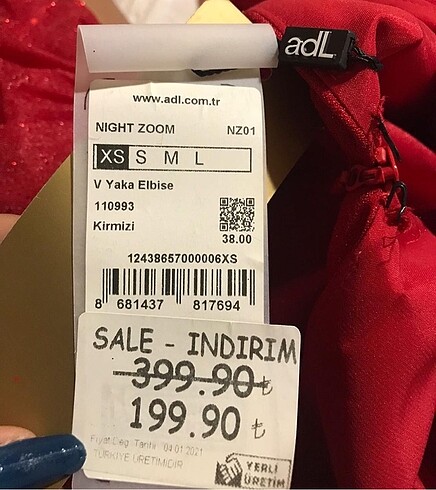 xs Beden Adil Işık Kırmızı Elbise