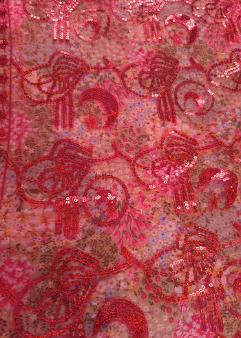 Kırmızı kına gecesi asker ve masa üstü kullanabilir örtü - Görsel 6