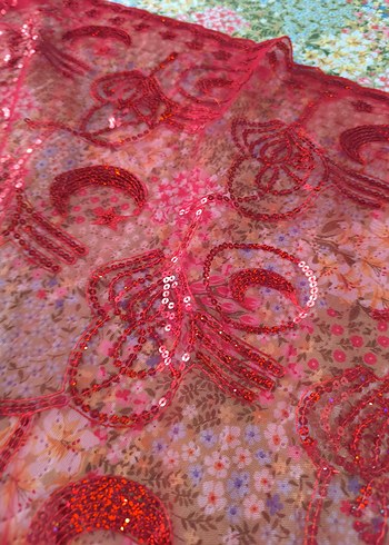 Kırmızı kına gecesi asker ve masa üstü kullanabilir örtü - Görsel 4