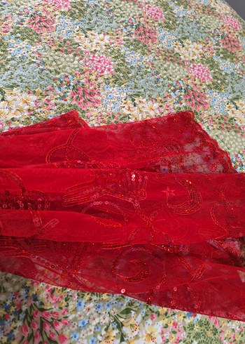 Kırmızı kına gecesi asker ve masa üstü kullanabilir örtü - Görsel 2