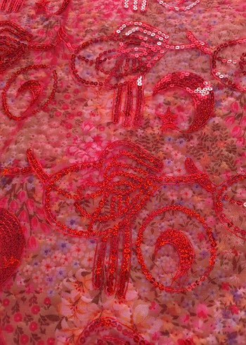 Kırmızı kına gecesi asker ve masa üstü kullanabilir örtü - Görsel 5