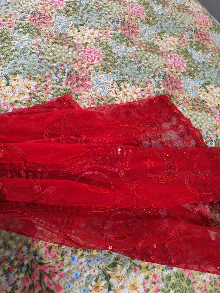 Kırmızı kına gecesi asker ve masa üstü kullanabilir örtü - Görsel 2