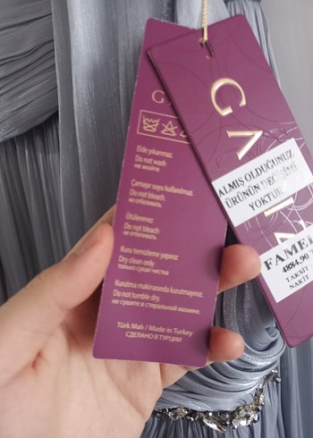 Gri Pilili Uzun Abiye Elbise - Görsel 8