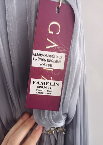 Gri Pilili Uzun Abiye Elbise - Görsel 7