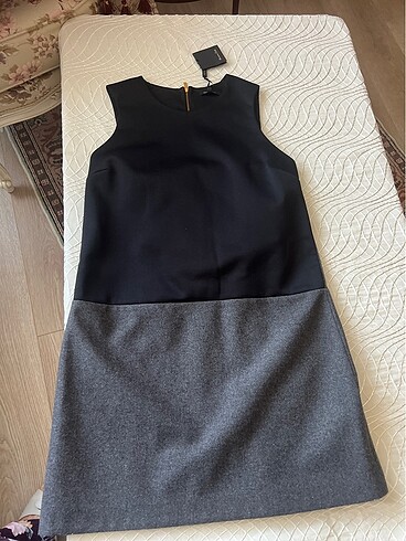 Massimo Dutti Gri siyah renkli iş elbisesi -öğleden sonra elbisesi olarak çok