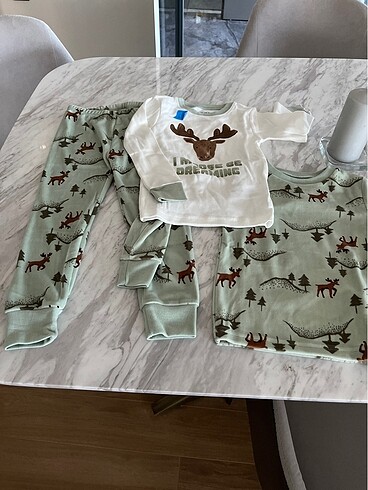 3-6 Ay Beden Çoçuk pijama -Ceylan desenli