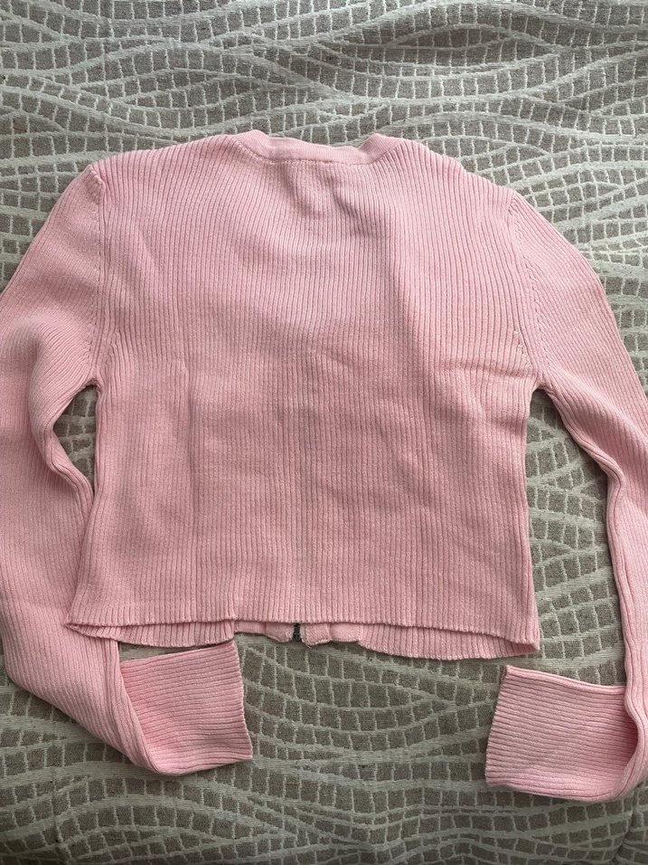 Fermuarlı Pembe Kadın Crop Bluz - Görsel 3