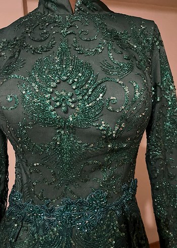 Boncuk işlemeli abiye tesettür abiye - Görsel 4