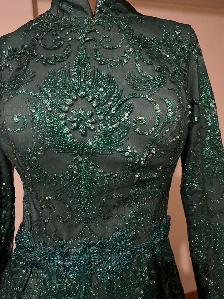 Boncuk işlemeli abiye tesettür abiye - Görsel 4