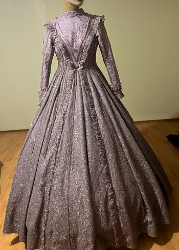 Gül kurusu İşlemeli Drapeli Uzun Kollu Kadın Gelinlik - Görsel 3