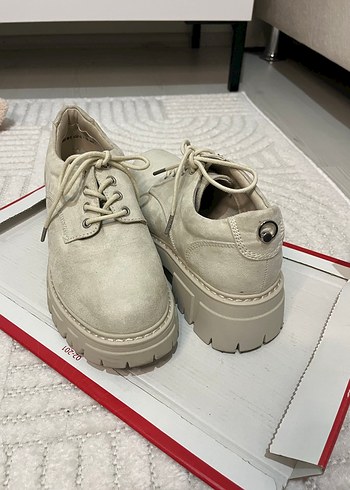 37 Beden Catwalk Bej Süet Platform Topuklu Kadın