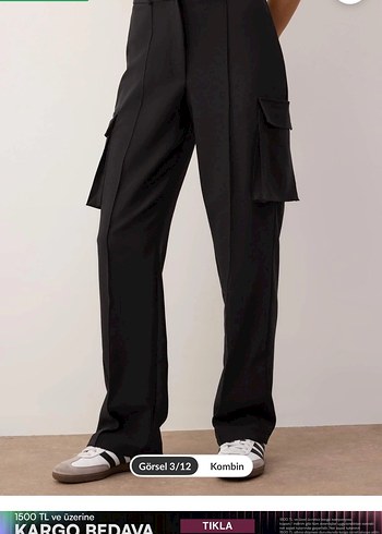 Bol Kesim Siyah  kargo Pantolon - Görsel 3