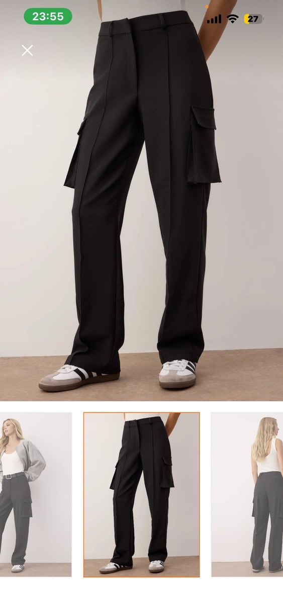 Bol Kesim Siyah  kargo Pantolon - Görsel 2