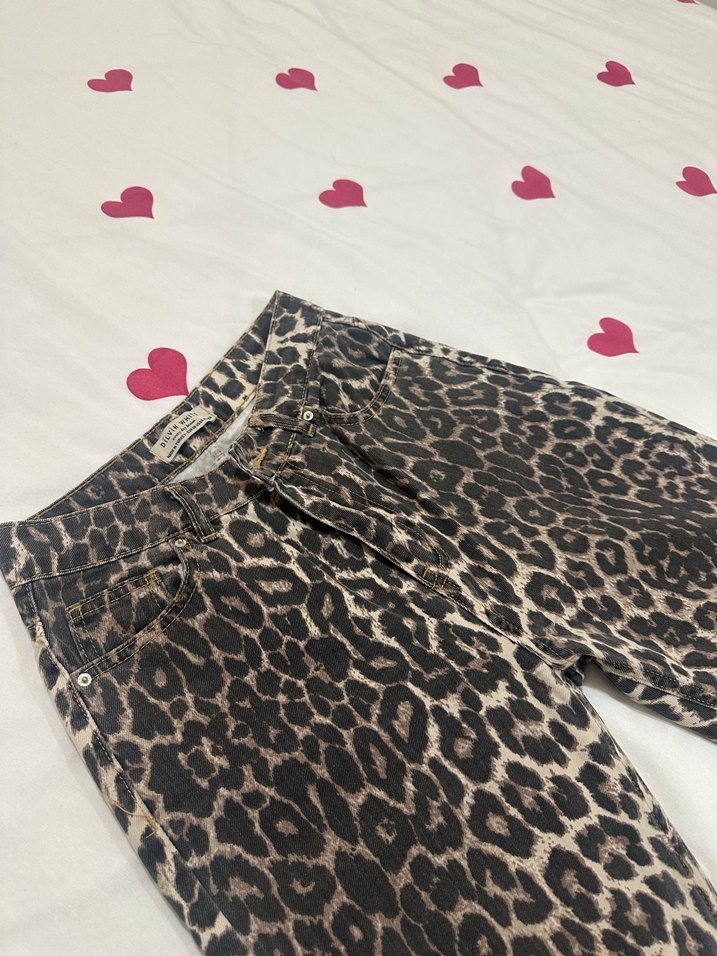 Kahverengi Leopar Desenli Kadın Pantolon - Görsel 2