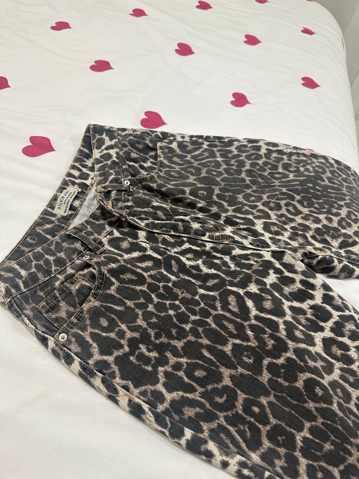 Kahverengi Leopar Desenli Kadın Pantolon - Görsel 3