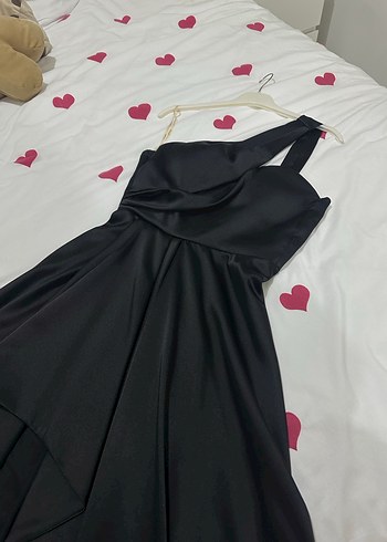 Siyah Drapeli Straplez Uzun Abiye Elbise - Görsel 4