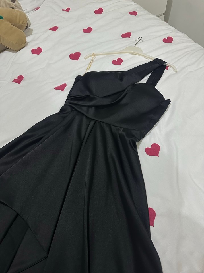 Siyah Drapeli Straplez Uzun Abiye Elbise - Görsel 4