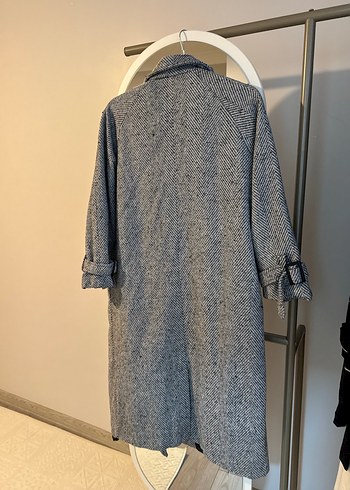 Uzun Gri Desenli Kaban - Görsel 2