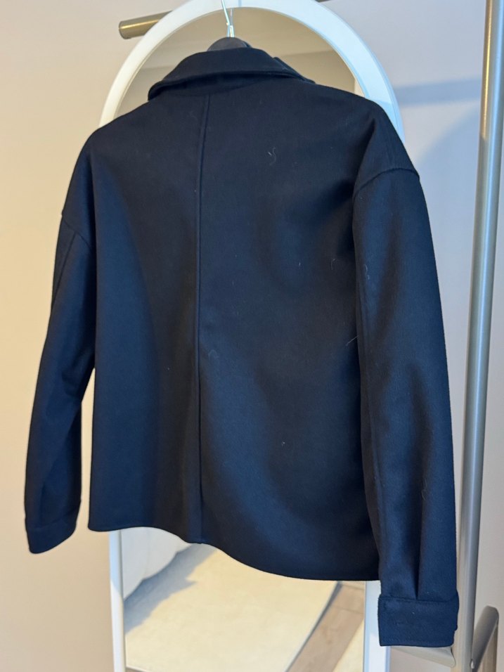 Düğmeli Siyah Kadın Midi Ceket hiç giyilmedi - Görsel 2