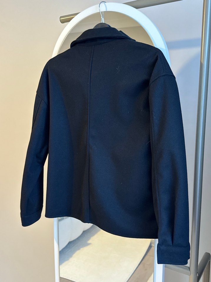 Düğmeli Siyah Kadın Midi Ceket hiç giyilmedi - Görsel 3