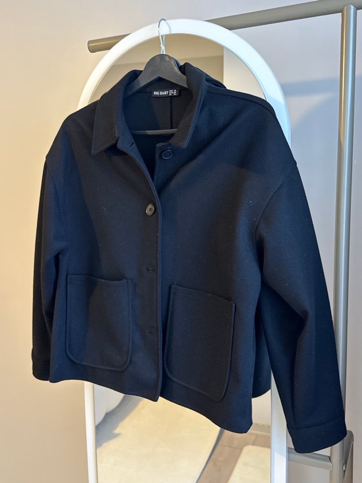 Düğmeli Siyah Kadın Midi Ceket hiç giyilmedi - Görsel 4