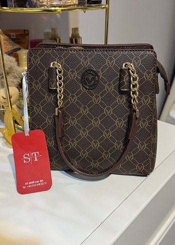 Zincir Detaylı Kahverengi Deri Kadın Çanta - Görsel 3