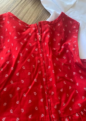 Kız Çocuk Kırmızı Nakışlı Düğmeli Elbise - Görsel 8