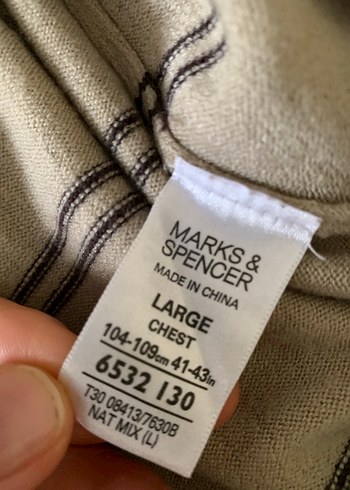 Mavi ve Bej Çizgili V Yaka Erkek Kazak - Görsel 4